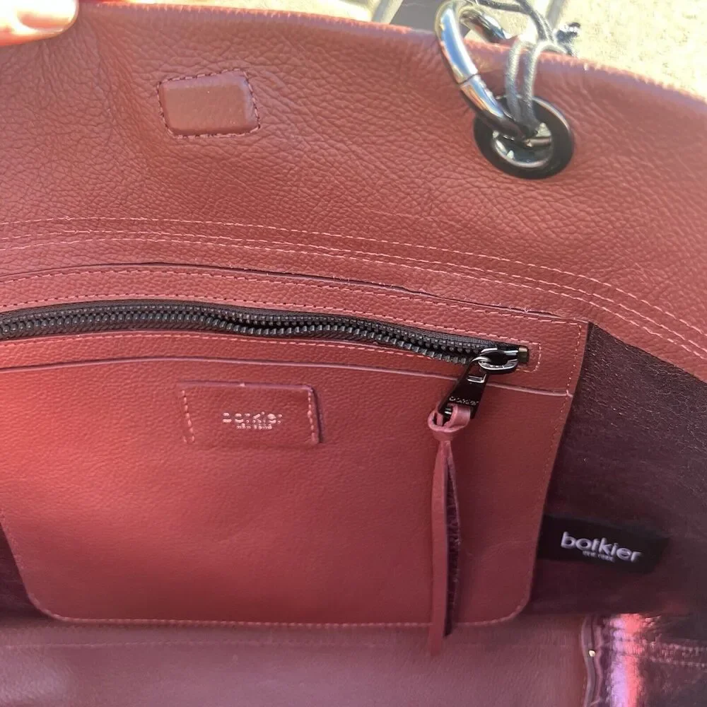 Botkier Valentina Tote Malbec New York‎ Leather Handbag NWT Large Turnlock $298